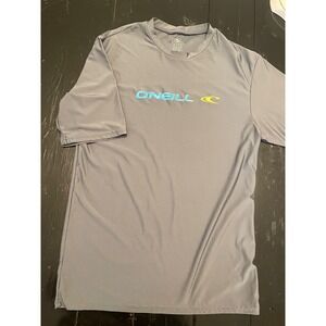 O'Neill Mens Gray Rash Guard Shirt Medium Short Sleeve Sun Protection